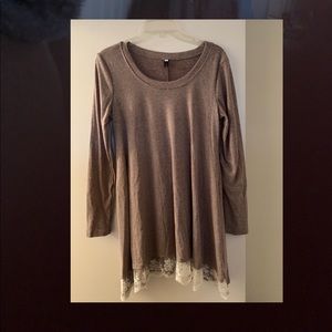 Gorgeous brown with cream lace on the bottom